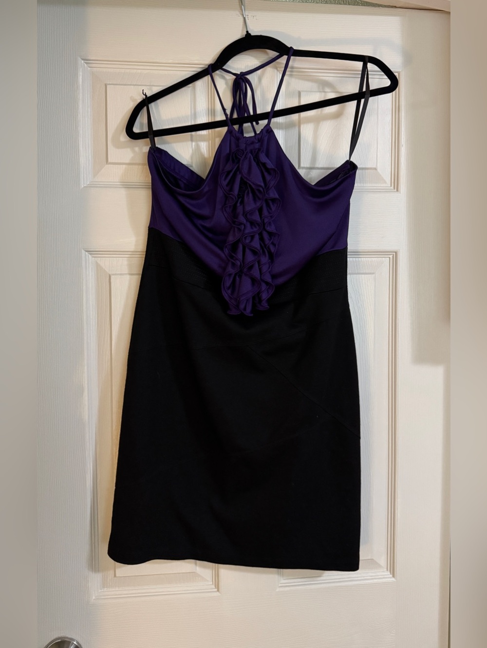 Black and Purple Halter Dress -Flaw